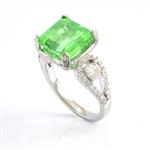Natural Emerald Diamond Ring in 18kt White Gold