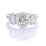 Halo Style Diamond Engagement Ring Setting in 18kt White Gold 