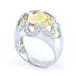 18kt White Gold Diamonds and Yellow Topaz Ring
