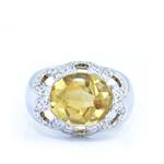 18kt White Gold Diamonds and Yellow Topaz Ring