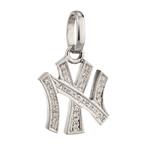 NY Yankees Diamond Pendant in 14kt White Gold