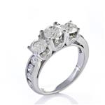 2.90CT TDW. Three Stone Diamond Engagement Ring in 14kt White Gold