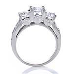 2.90CT TDW. Three Stone Diamond Engagement Ring in 14kt White Gold