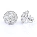 3.04CT TDW. Diamond Double Halo Stud Earrings in 18kt White Gold