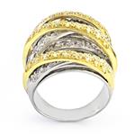 Diamond Cross-Over Bands Ring in 14kt Two-Toned Gold