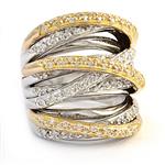 Diamond Cross-Over Bands Ring in 14kt Two-Toned Gold