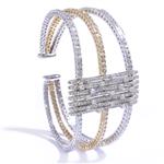 5.75ct TDW. Diamond Three Strand Bangle in 14kt Two-Toned Gold