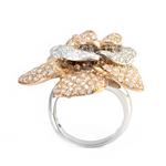 Fancy Diamond Flower Ring in 14kt Two-Toned Gold