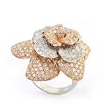 Fancy Diamond Flower Ring in 14kt Two-Toned Gold