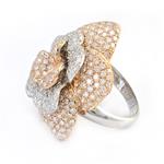 Fancy Diamond Flower Ring in 14kt Two-Toned Gold