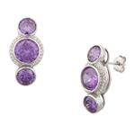 Amethyst and White Sapphire Earrings in Sterling Silver