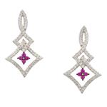 Ruby and White Sapphire Earrings in Sterling Silver