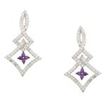 Amethyst and White Sapphire Earrings in Sterling Silver