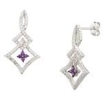 Amethyst and White Sapphire Earrings in Sterling Silver