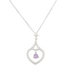 Amethyst and White Sapphire Heart Pendant in Sterling Silver