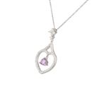 Amethyst and White Sapphire Heart Pendant in Sterling Silver