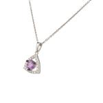 Amethyst and White Sapphire Triangular Pendant in Sterling Silver