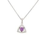 Forever Diamonds Amethyst and White Sapphire Triangular Pendant in Sterling Silver