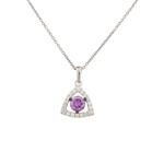 Amethyst and White Sapphire Triangular Pendant in Sterling Silver