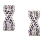 Forever Diamonds Amethyst Cross- Over Earrings in Sterling Silver