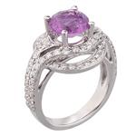 Amethyst Halo Style Diamond Ring in 18kt White Gold