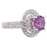 Amethyst Halo Style Diamond Ring in 18kt White Gold