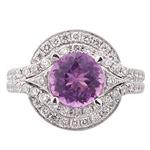 Forever Diamonds Amethyst Halo Style Diamond Ring in 18kt White Gold
