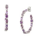 Amethyst Hoop Earrings in Sterling Silver