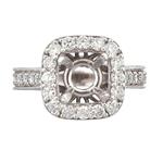 Anqitue Diamond Halo Engagement Ring Setting in 18kt White Gold