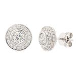 Antique Design Diamond Stud Earrings in 14kt White Gold