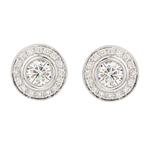 Antique Design Diamond Stud Earrings in 14kt White Gold