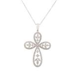 Forever Diamonds Antique Diamond Cross Pendant in 14kt White Gold