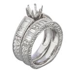 Antique Diamond Engagement Ring Set in 14kt White Gold