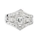 Antique Diamond Engagement Ring with Insert in 14kt White Gold