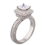 Antique Princess Cut Diamond Engagement Ring in 14kt White Gold