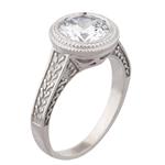 Antique Round Diamond Engagement Ring in 14kt White Gold 