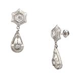 Antique Star and Tear Drop Diamond Earrings in 14kt White Gold