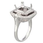 Antique Diamond Halo Engagement Ring in 18kt White Gold