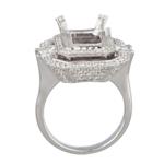 Antique Diamond Halo Engagement Ring in 18kt White Gold