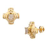 Aztec Style Diamond Stud Earrings in 14kt Gold