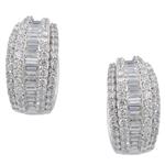 Baguette and Round Diamond Earrings in 18kt White Gold
