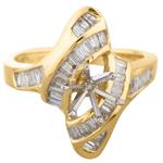 Baguette Diamond Engagement Ring Setting in 14kt Gold