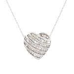 Baguette Diamond Heart Pendant in 14kt White Gold