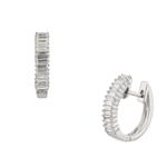 Baguette Diamond Huggie Earrings in 18kt White Gold