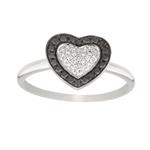 Forever Diamonds Black and White Diamond Heart Ring in 14kt White Gold