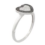 Black and White Diamond Heart Ring in 14kt White Gold