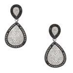 Forever Diamonds Black and White Diamond Tear Drop Earrings in 14kt White Gold