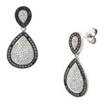 Black and White Diamond Tear Drop Earrings in 14kt White Gold