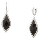 Black Onyx with Cubic Zirconia Drop Earrings in Sterling Silver