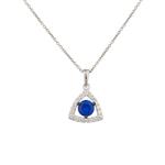 Blue and White Sapphire Triangular Pendant in Sterling Silver